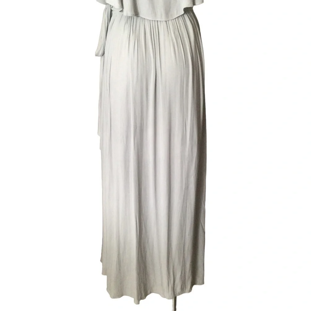 Free People Blue Gray Embroidered Fiona Maxi‎ True Wrap Dress